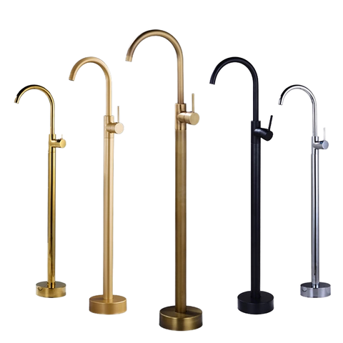 Polished Brass Floor Mount Shower Faucet Set OEM